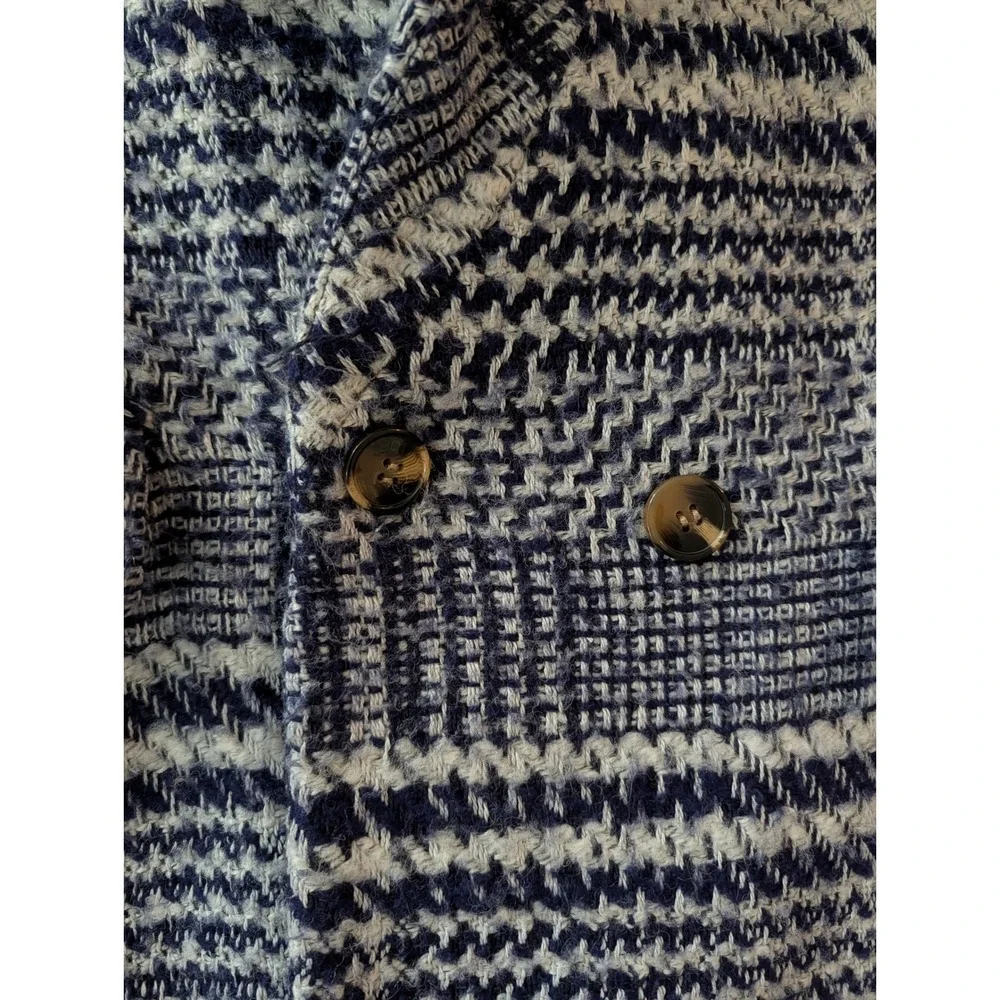 CECILIE Copenhagen Anthropologie Alvia Plaid Overcoat Navy Wool Blend Coat- S - Picture 8 of 9